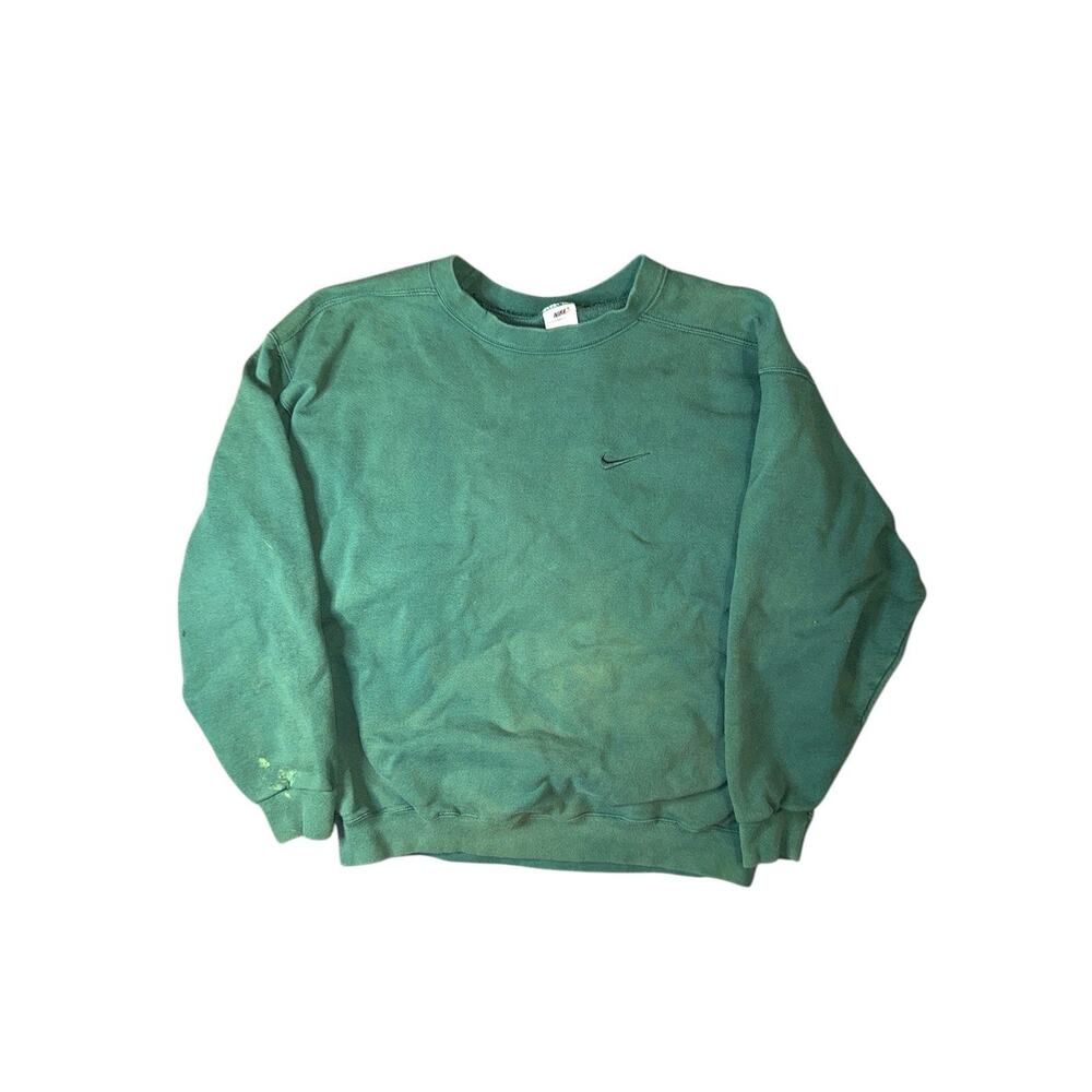 VINTAGE NIKE Forrest Green Fleece Sweatshirt Pullover Made in USA SZ L Y2k 90s